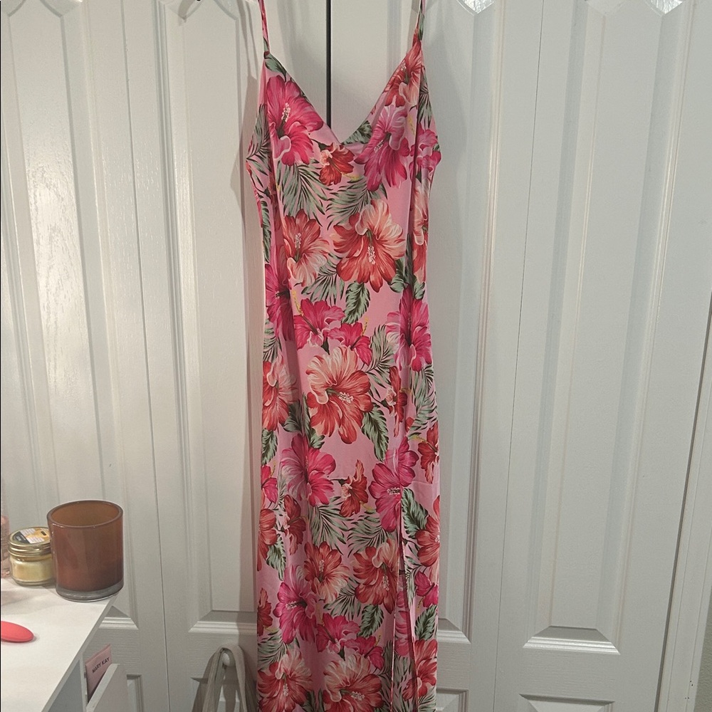 Floral Backless Dress - Pink and Green